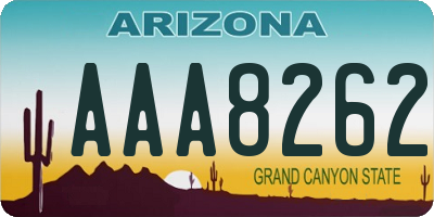 AZ license plate AAA8262