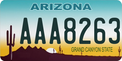 AZ license plate AAA8263