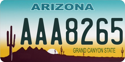 AZ license plate AAA8265