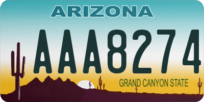 AZ license plate AAA8274