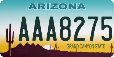 AZ license plate AAA8275