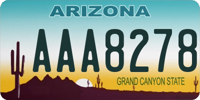 AZ license plate AAA8278