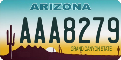 AZ license plate AAA8279