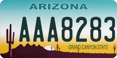 AZ license plate AAA8283