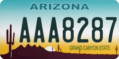 AZ license plate AAA8287