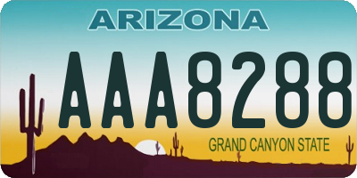 AZ license plate AAA8288