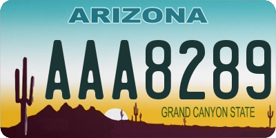 AZ license plate AAA8289