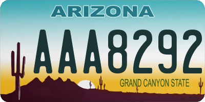 AZ license plate AAA8292