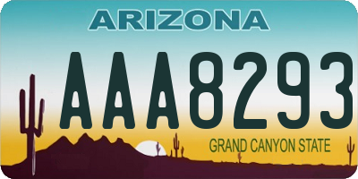 AZ license plate AAA8293