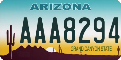 AZ license plate AAA8294