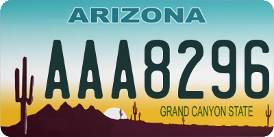 AZ license plate AAA8296