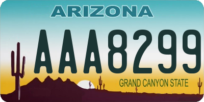 AZ license plate AAA8299