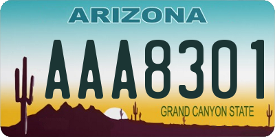 AZ license plate AAA8301