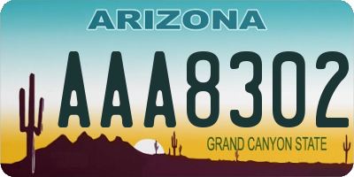 AZ license plate AAA8302