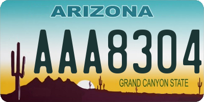 AZ license plate AAA8304