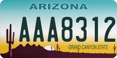 AZ license plate AAA8312