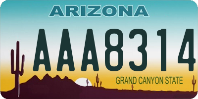 AZ license plate AAA8314