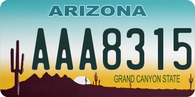 AZ license plate AAA8315