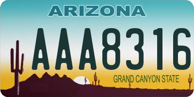 AZ license plate AAA8316