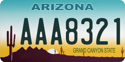 AZ license plate AAA8321