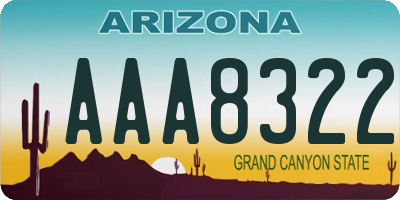 AZ license plate AAA8322