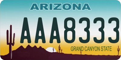 AZ license plate AAA8333