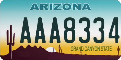 AZ license plate AAA8334