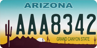 AZ license plate AAA8342