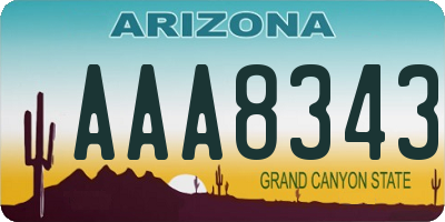 AZ license plate AAA8343