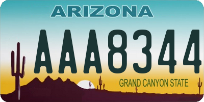 AZ license plate AAA8344