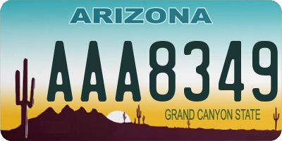 AZ license plate AAA8349