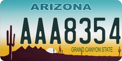 AZ license plate AAA8354