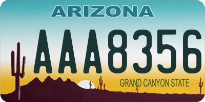 AZ license plate AAA8356