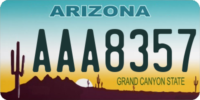 AZ license plate AAA8357