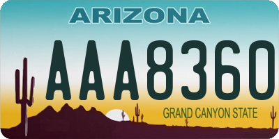 AZ license plate AAA8360