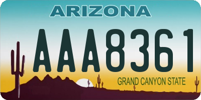 AZ license plate AAA8361