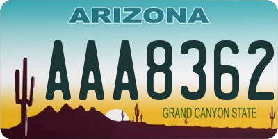 AZ license plate AAA8362