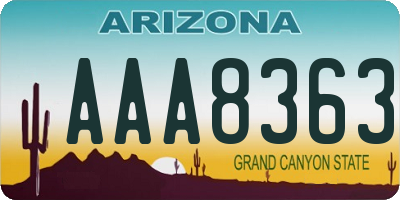 AZ license plate AAA8363