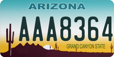 AZ license plate AAA8364