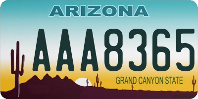 AZ license plate AAA8365