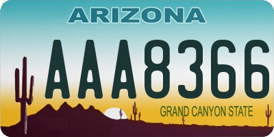 AZ license plate AAA8366