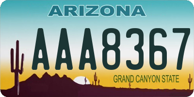 AZ license plate AAA8367