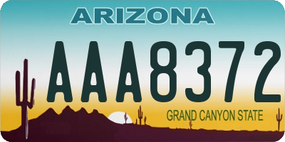 AZ license plate AAA8372