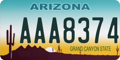 AZ license plate AAA8374