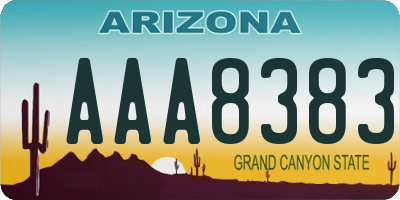 AZ license plate AAA8383