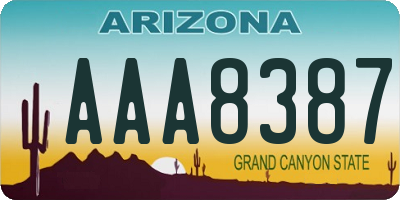 AZ license plate AAA8387