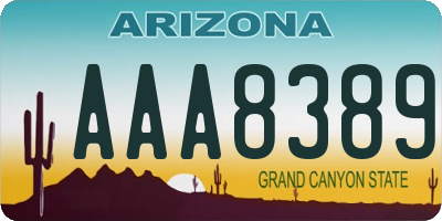 AZ license plate AAA8389