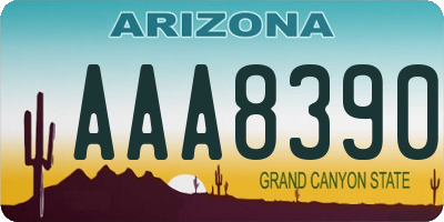 AZ license plate AAA8390