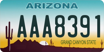 AZ license plate AAA8391