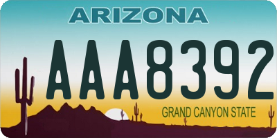 AZ license plate AAA8392